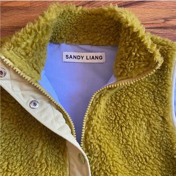 Sandy Liang Yellow Shearling Vest - Picture 6 of 6